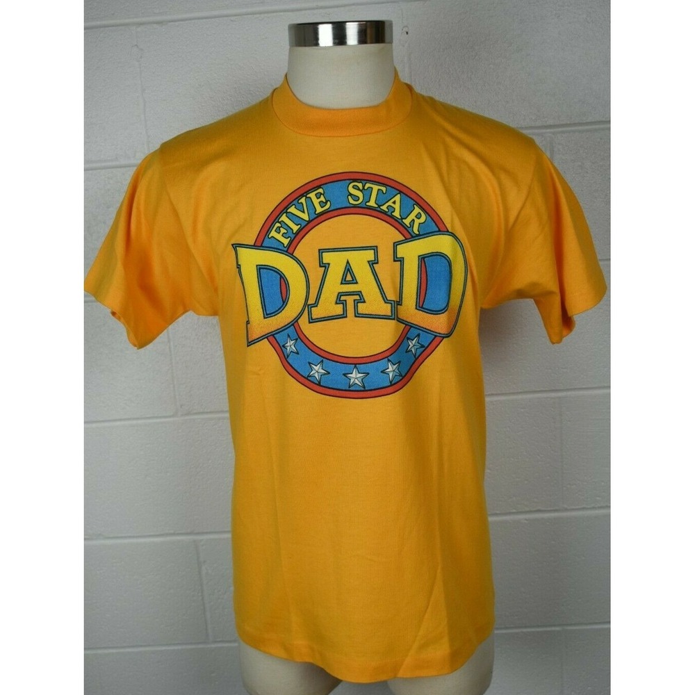 Vintage Screen Stars Best Five Star Dad Tshirt Tee Single Stitch 50/50 Yellow L